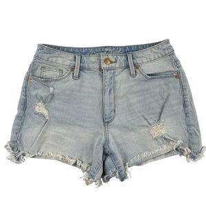 Universal Thread Blue Light  Wash High Rise Distressed Shortie‎ Jean Shorts Sz 4